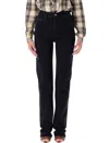Saint Laurent Black Slim Fit Jeans In Animal Print