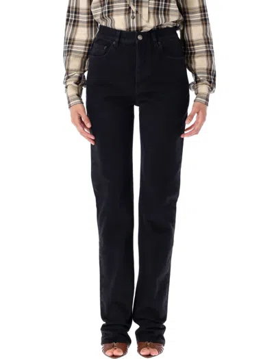 Saint Laurent Black Slim Fit Jeans In Animal Print