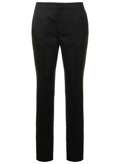 Saint Laurent Black Slim Pamts With Welt Pockets In Wool Woman