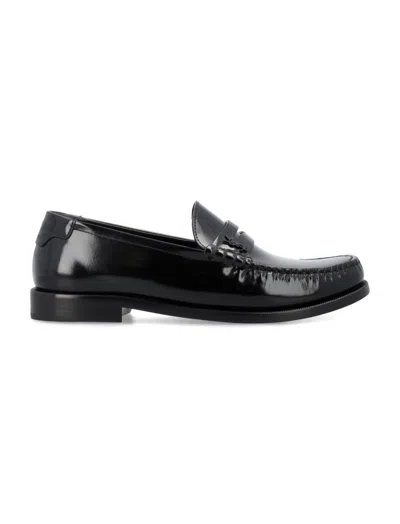 SAINT LAURENT BLACK SLIP ON LOAFERS