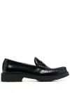 Saint Laurent Le Loafer High-shine Finish Flat Shoes In Black