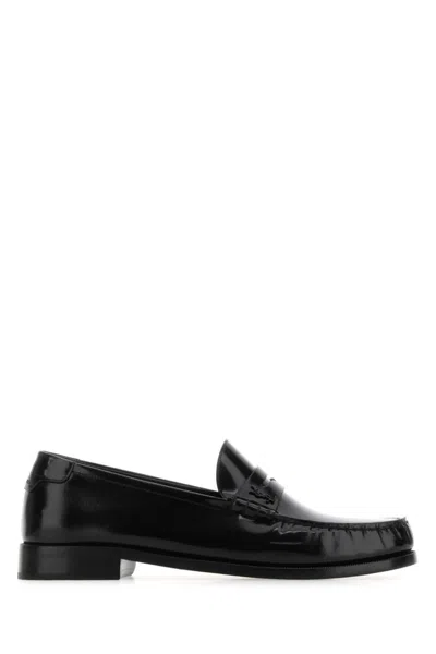 SAINT LAURENT BLACK SLIP ON LOAFERS