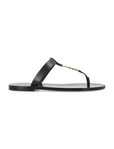 SAINT LAURENT BLACK SLIP ON SANDALS