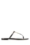 Saint Laurent Metalizzed Leather Sandals In Black