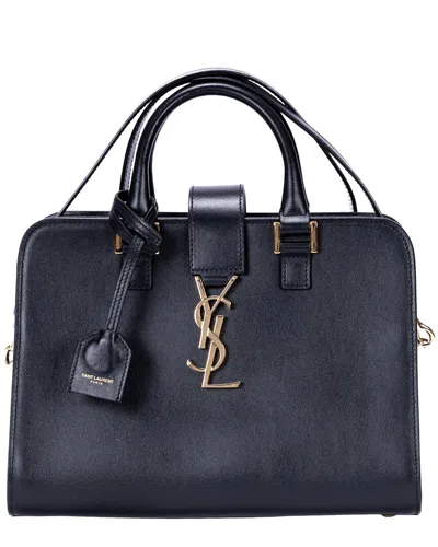 Pre-owned Saint Laurent Black Smooth Calfskin Leather Baby Cabas, Never Carried  (authentic Pre-loved)