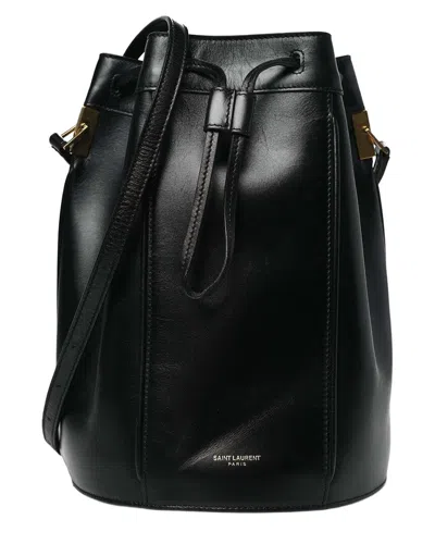 Saint Laurent Black Smooth Calfskin Leather Medium Talitha Bucket Bag  (authentic Pre-loved)