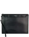 Saint Laurent Black Smooth Leather I-pad Case Clut In Black