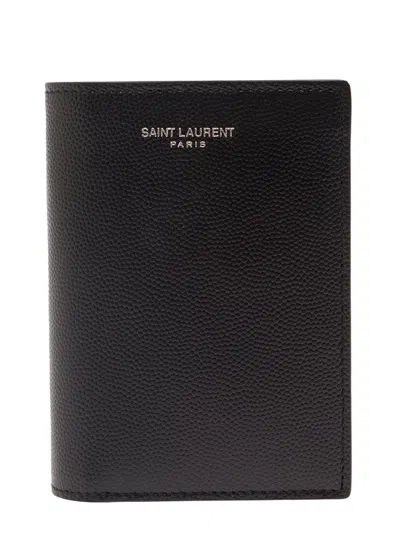 Saint Laurent Black Solid Logo Wallet