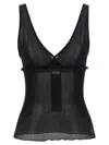 Saint Laurent Black Solid V Neck Top In Black