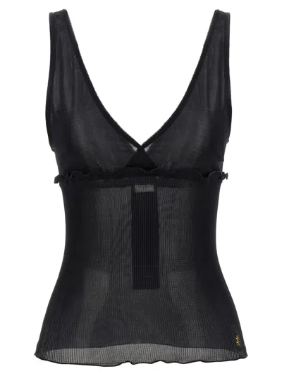 Saint Laurent Black Solid V Neck Top