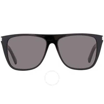 Saint Laurent Black Square Sunglasses Sl 1/f00158 In Metallic