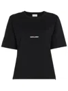 Saint Laurent Logo Print Crewneck T-shirt In Black