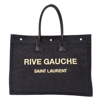 Pre-owned Saint Laurent Black Straw Tote Bag ()