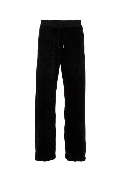 SAINT LAURENT BLACK STRETCH CHENILLE JOGGERS