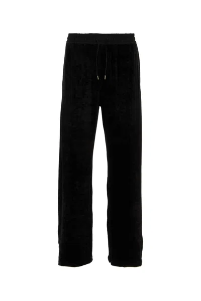 SAINT LAURENT BLACK STRETCH CHENILLE JOGGERS