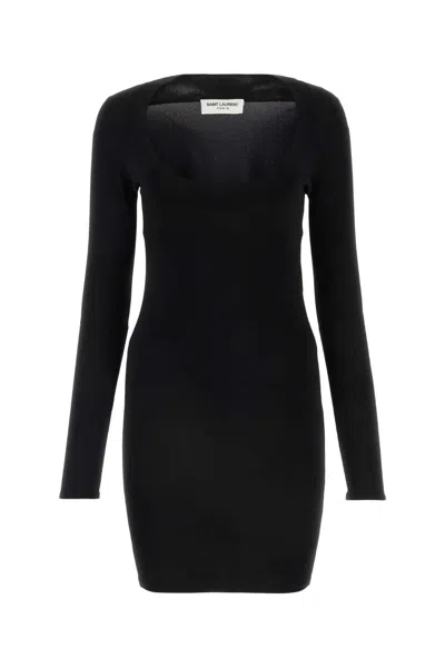 SAINT LAURENT SAINT LAURENT BLACK STRETCH VISCOSE BLEND DRESS