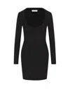 Saint Laurent Plunging Round Neck Long-sleeved Dress
