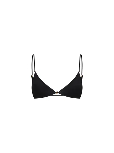 Saint Laurent Black Stretch Viscose Triangle Bra