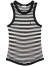 Saint Laurent Monogram-embroidered Stripe Tank Top In Black