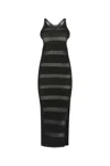 Saint Laurent Knitted Crochet Cut-out Midi Dress In Black