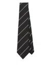 Saint Laurent Silk Tie With Subtle Diagonal Stripes In Black