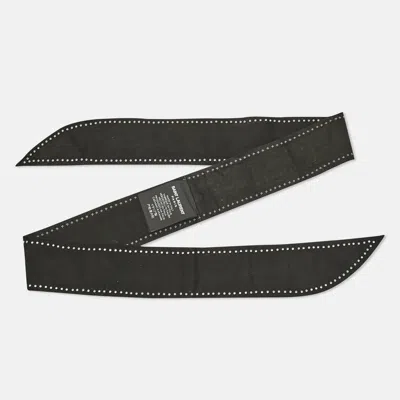 Pre-owned Saint Laurent Black Studded Suede Bandeau Scarf