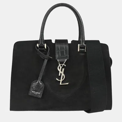 Pre-owned Saint Laurent Black Suede Baby Cabas 2way Handbag