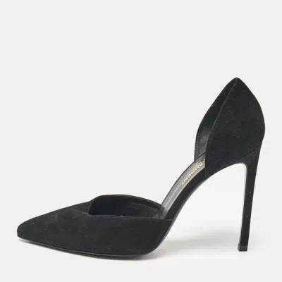 Pre-owned Saint Laurent Black Suede D'orsay Pumps Size 38.5