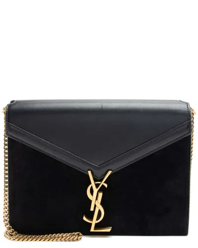 Saint Laurent Black Suede Monogram Cassandra Medium Chain Bag (authentic Pre-  Loved)
