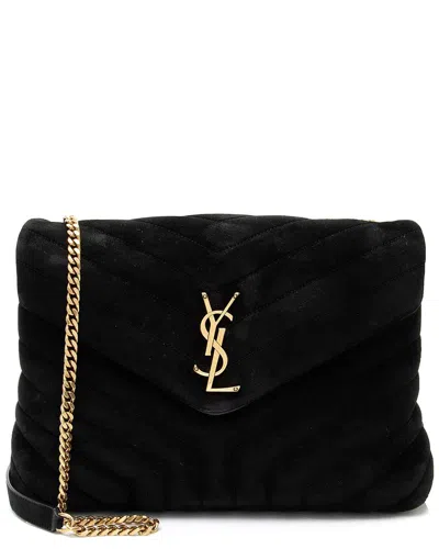 Saint Laurent Black Suede Monogram Loulou Chain Medium Shoulder Bag (authentic Pre-loved)
