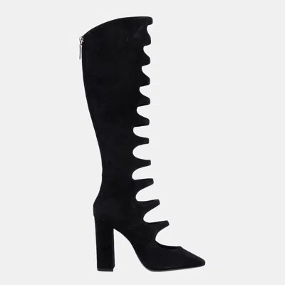 Pre-owned Saint Laurent Black Suede Over The Knee Boots Size 38