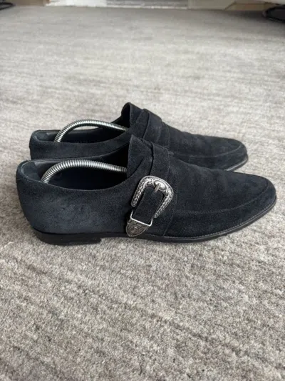 Pre-owned Saint Laurent Black Suede  Charles 15 Loafers