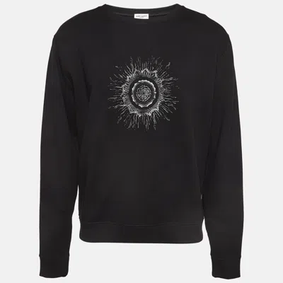 Pre-owned Saint Laurent Black Sun Print Cotton Knit Sweatshirt Xxl