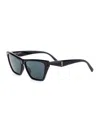 Saint Laurent Black Sunglasses With Rectangular Frame And Cassandre Logo On Temples In Acetate Woman In Multicolor