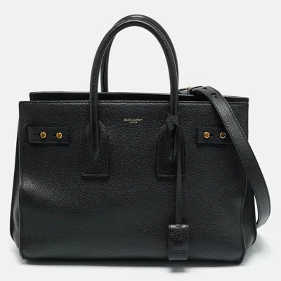 Pre-owned Saint Laurent Black Supple Leather Small Classic Sac De Jour Tote