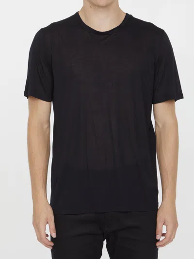 SAINT LAURENT BLACK T-SHIRT WITH LOGO