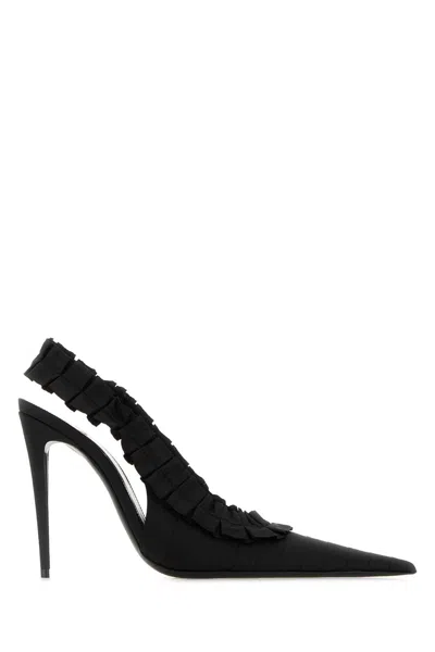 Saint Laurent Black Taffeta Madeleine Pumps