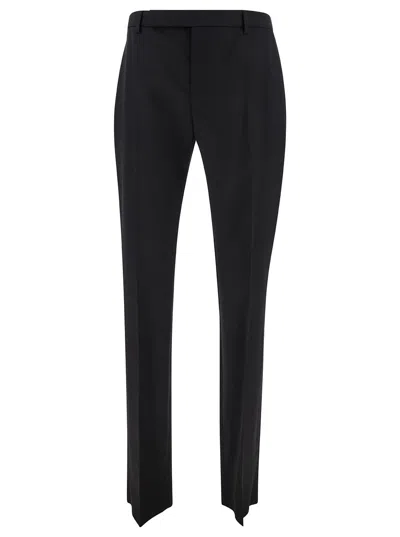 Saint Laurent Black Tailored Pants With Front Pinces In Wool Man