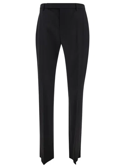 Saint Laurent Black Tailored Pants With Front Pinces In Wool Man In Multicolor