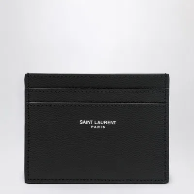 Saint Laurent Black Textured Leather Card Holder