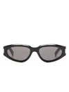 Saint Laurent Polished Oval-frame Sunglasses In Black