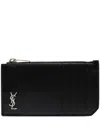 Saint Laurent Tiny Cassandre Fragments Card Holder In Black