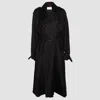 Saint Laurent Silk Trench Jacket In Noir