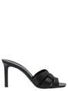 Saint Laurent Tribute Embossed Croc Mules In Black