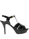 Saint Laurent Tribute Platform Sandals In Smooth Leather Shoes In Black