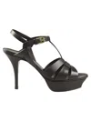 Saint Laurent Tribute Black Sandals With Platform In Patent Leather Woman In Black