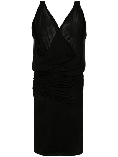 SAINT LAURENT BLACK V-NECK DRESS