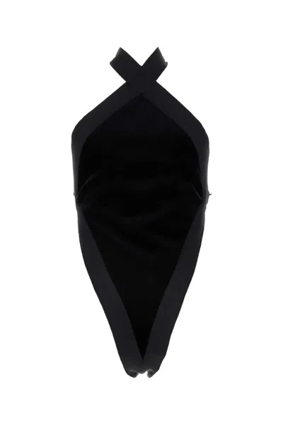 SAINT LAURENT BLACK VELVET BODYSUIT
