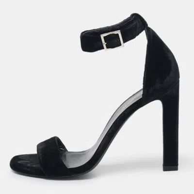 Pre-owned Saint Laurent Black Velvet Grace Sandals Size 38