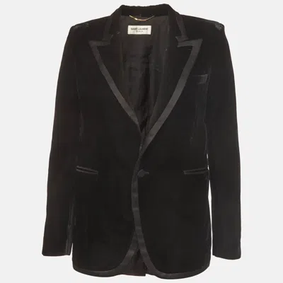 Pre-owned Saint Laurent Black Velvet Tailored Blazer S